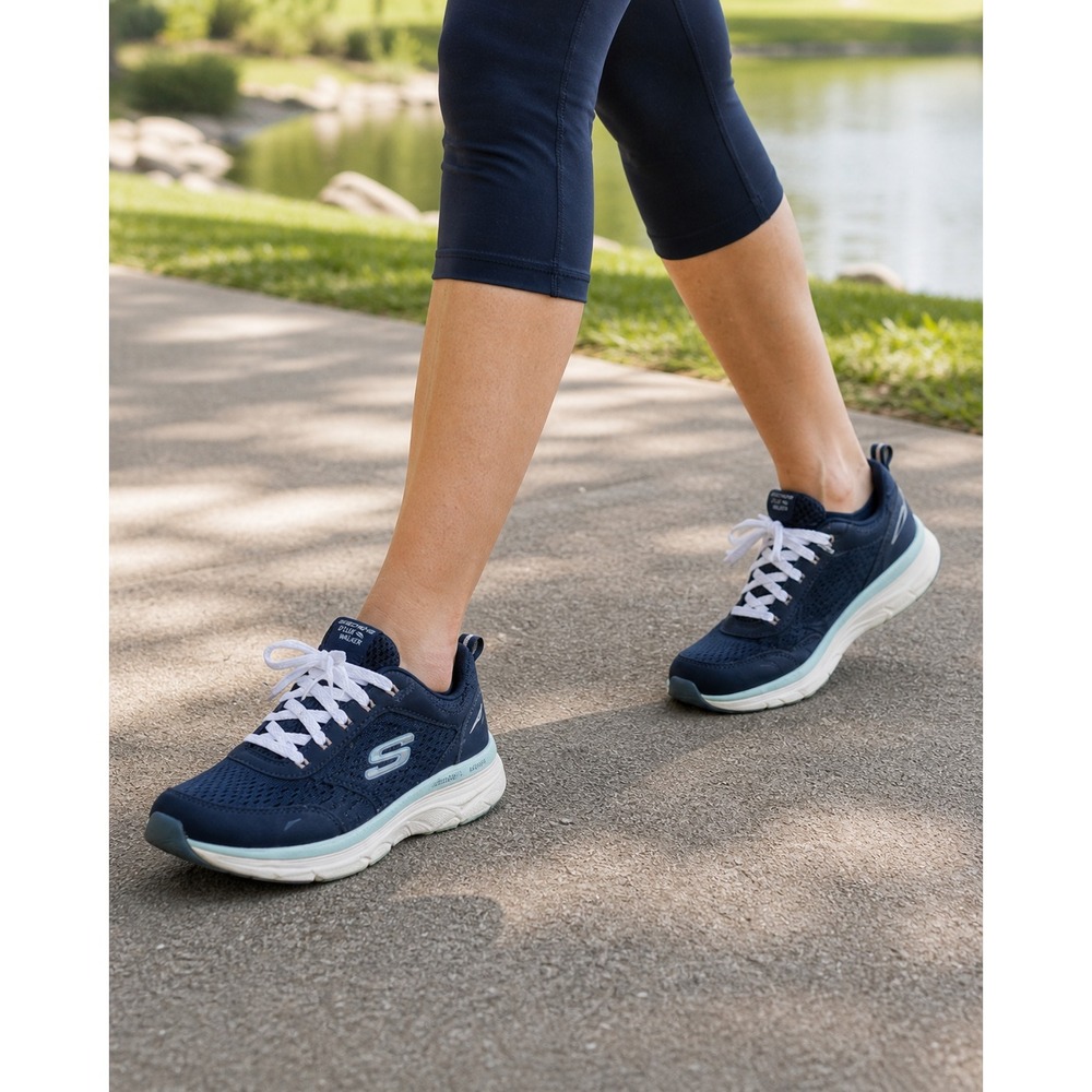Skechers D'Lux Walker Sneaker Shoes Women's 11 Blue Mesh Sports Running Training